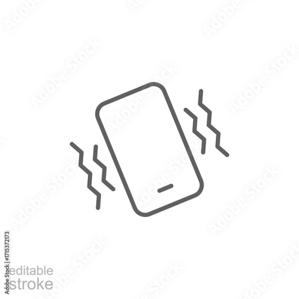Fototapeta Vibration mode icon. Simple outline style. Phone vibrating sign, cell, cellphone, call, ring, vibrate, smart, sound, telephone, technology concept. Thin line symbol. Isolated design editable stroke.