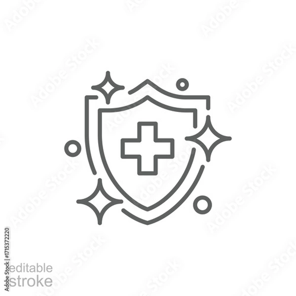 Fototapeta Sterile icon. Simple outline style. Health protection, medically sterile, medical cross with clean shiny surface, hygiene, hospital concept. Thin line symbol. Isolated design editable stroke.