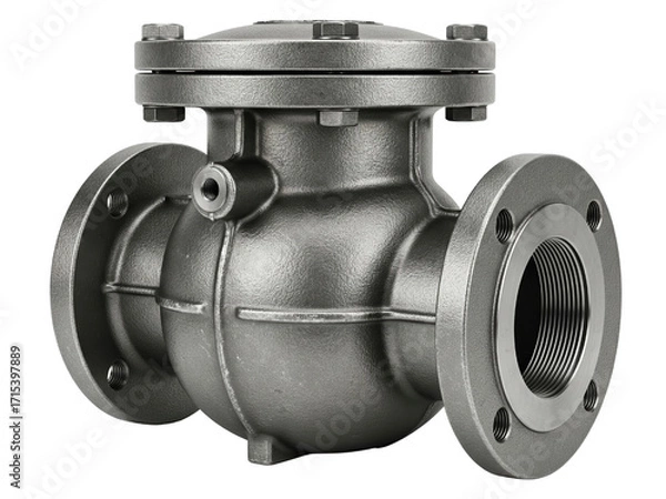 Fototapeta Industrial cast iron steam trap check valve with flanged ends on a transparent background