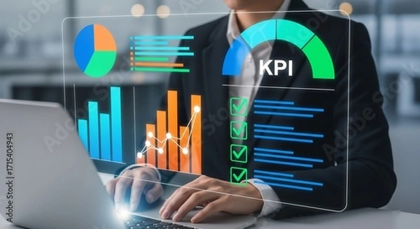 Fototapeta Business KPI Dashboard with Analytics Charts and Performance Metrics