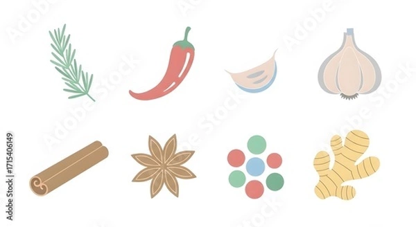 Fototapeta Collection of Spices and Herbs for Cooking and Seasoning.