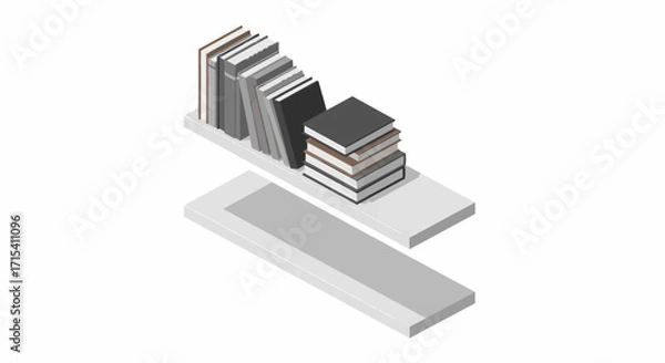 Fototapeta Isometric View of Books on Floating Shelves.