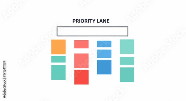 Fototapeta Priority Lane Diagram with Colorful Rectangular Blocks and Header.