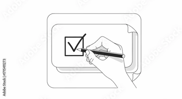 Fototapeta Hand with Pen Marking Checkbox on Paper.