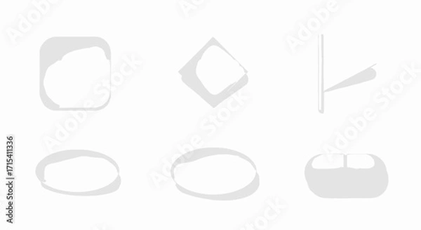Fototapeta Six Abstract Shapes with Shadows in Light Gray.