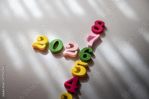 Fototapeta Colorful Numbers Representing New Year 2026 Celebration Theme