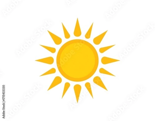 Fototapeta A simple, bright yellow sun graphic against a plain white background.