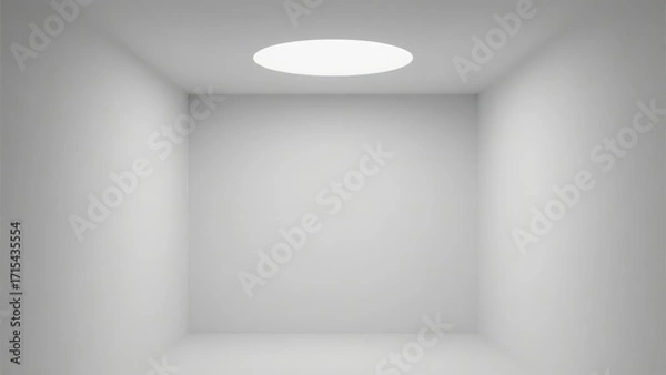 Obraz Empty white room with circular ceiling light