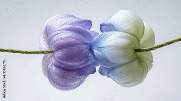 Fototapeta Artistic fusion of lavender and mint blossoms studio photography minimalistic close-up floral harmony