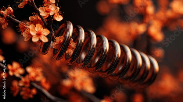 Fototapeta Spring blooming nature's embrace with cherry blossoms and spiral tranquil setting macro shot delicate beauty