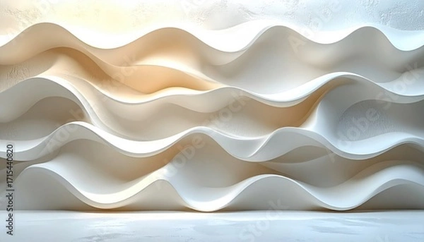 Fototapeta Abstract wavy, layered, off-white forms
