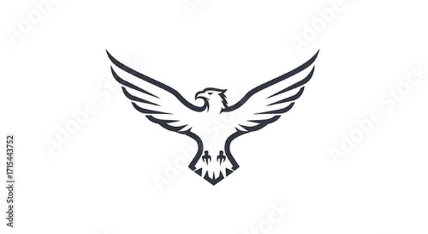 Obraz Majestic eagle soaring with wings spread wide against a clean white background, symbolizing freedom and power.