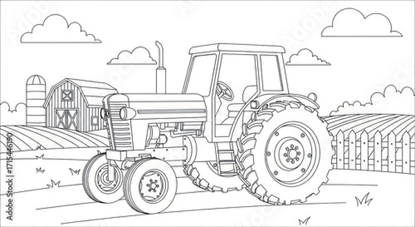 Obraz Farm tractor coloring page