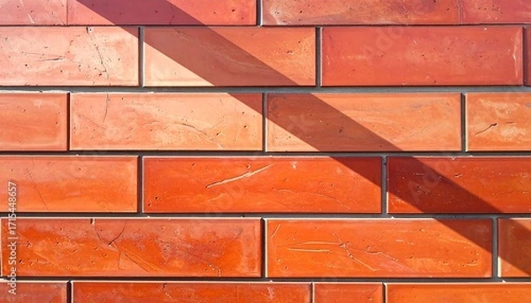 Obraz Rustic terracotta tile wall pattern with diagonal shadow