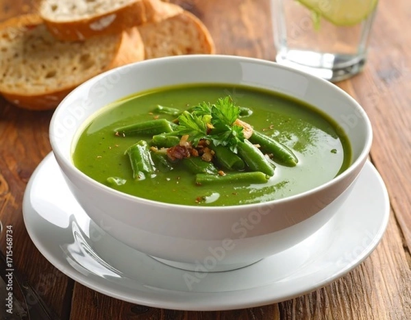 Obraz Scrumptious Green Bean and Walnut Soup Dish