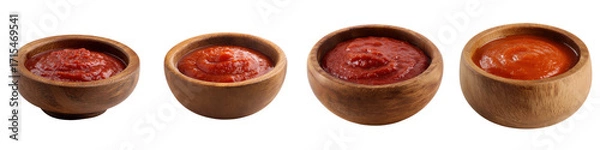 Fototapeta Various Bowls of Different Types of Tomato Sauce Condiments