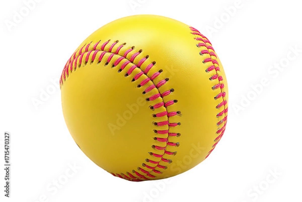 Obraz Bright Yellow Softball With Pink Stitching