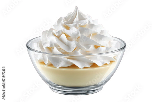 Obraz Creamy Vanilla Pudding with Whipped Cream in Glass Bowl