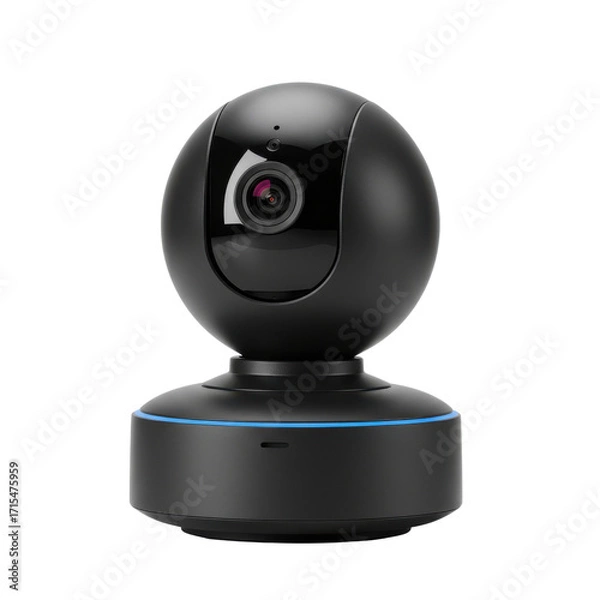 Obraz Black surveillance camera for home security isolated PNG with Transparent Background