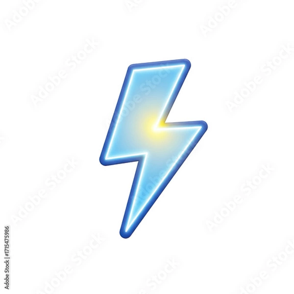 Obraz Blue neon light bolt illustration isolated PNG with Transparent Background