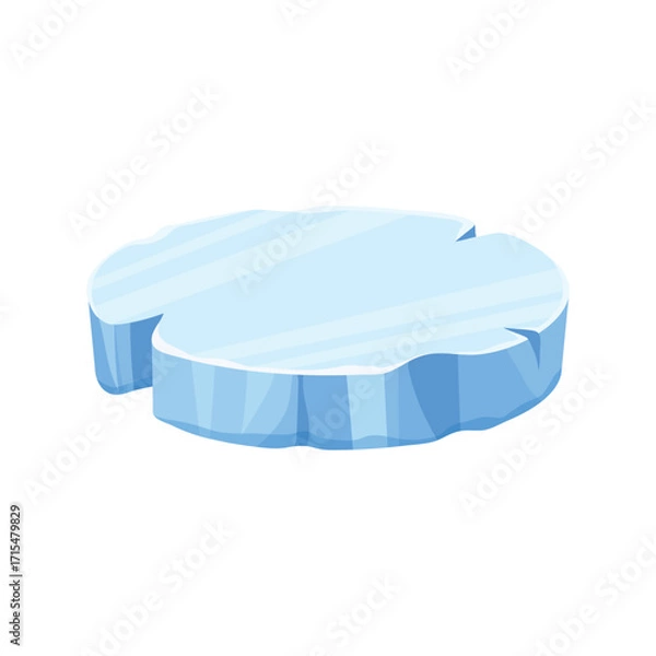 Fototapeta Flat oval shaped iceberg illustration with light blue tones and smooth edges, symbolizing cold, ice, and Arctic nature.