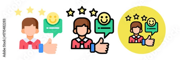 Fototapeta Customer Experience Icon Flat & Flat Line Style Collection Set