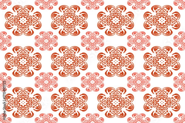 Fototapeta Damask seamless pattern, seamless vector pattern, geometric pattern, motif, background, decorative pattern, wallpaper, art ornament, fabric, vintage.
