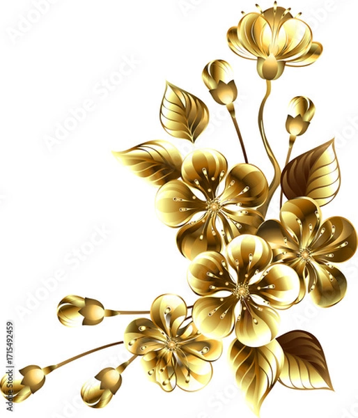 Obraz Corner frame with golden sakura