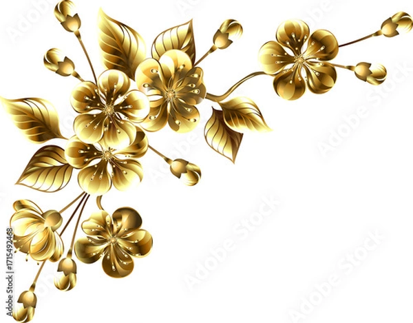 Obraz Corner frame with golden sakura