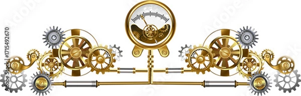 Fototapeta Symmetrical frame with pressure gauge