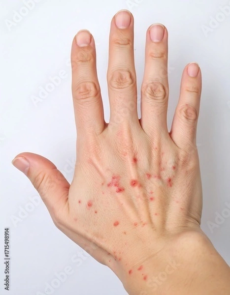 Fototapeta Hand with red spots