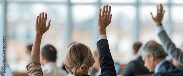 Fototapeta Business Event training seminar, the congratulation success of the organization. Business corporate development performance. The conferences, event , training education. Business workplace management