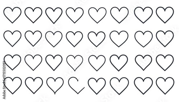 Obraz Simple Outline Heart Icons Collection
