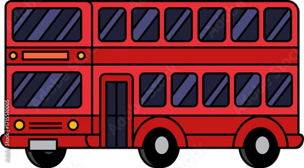 Fototapeta isolate illustration of A red double decker bus