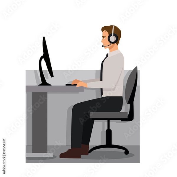 Fototapeta customer service man computer