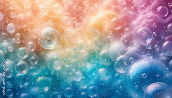 Fototapeta Vibrant Colorful Soap Bubbles Isolated on Transparent PNG Background for Creative Designs