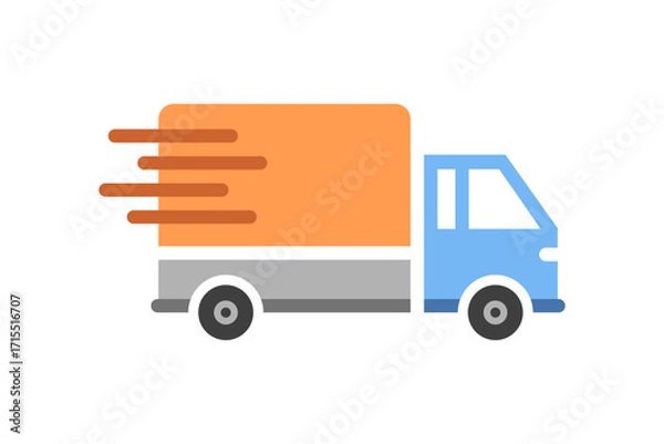 Fototapeta Delivery Van Colorful Ecommerce Business Icon Isolated Vector Illustration