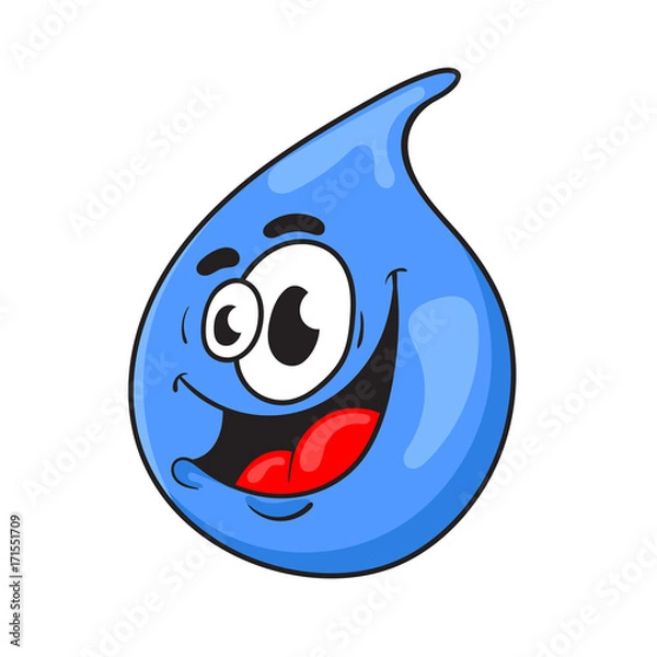 Fototapeta funny cartoon water drop. the design of the character. vector illustration.