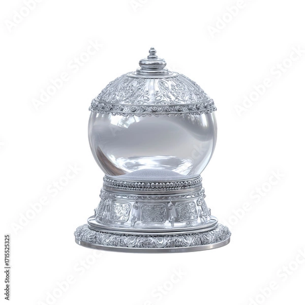 Obraz Ornate Silver Tibetan Prayer Wheel, Isolated on transparent background