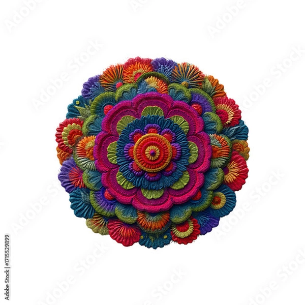Fototapeta Vibrant Mandala of Colorful Flowers in Intricate Sand Art Design