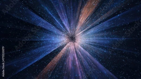 Fototapeta inflection. A dark matter vortex warping the fabric of spacetime, with light bending into impossible shapes. STEM education sheets, lab safety posters, designed for biotech research communications.