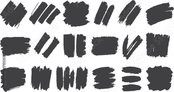 Fototapeta Brush Strokes Collection - Black Paint Swatches and Texture Elements