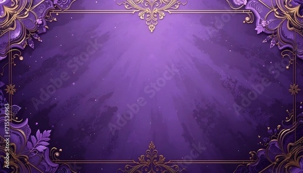 Obraz An Abstract Purple Background with Intricate Lacy Ornament and Golden Accents