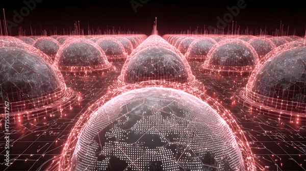 Fototapeta DNS and Web Server Network Concept: Exploring Domain Name Systems, Cybersecurity, and Global Internet Connections
