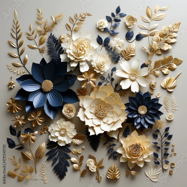 Obraz golden floral background with golden ornament