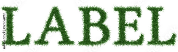 Fototapeta Label - 3D rendering fresh Grass letters isolated on whhite background.