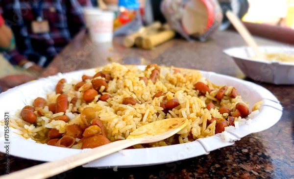 Fototapeta Authentic Indian Rajma Chawal Served in Disposal