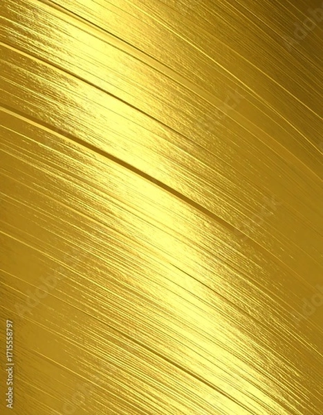 Fototapeta Gold, curved, metallic surface with diagonal lines