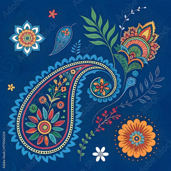 Fototapeta on a blue background laid out multicolored pattern