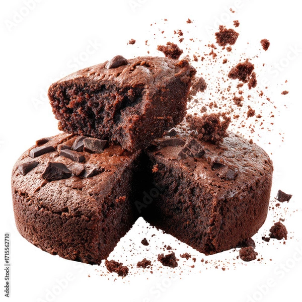 Obraz Freshly Baked Chocolate Cake Being Broken into Pieces
